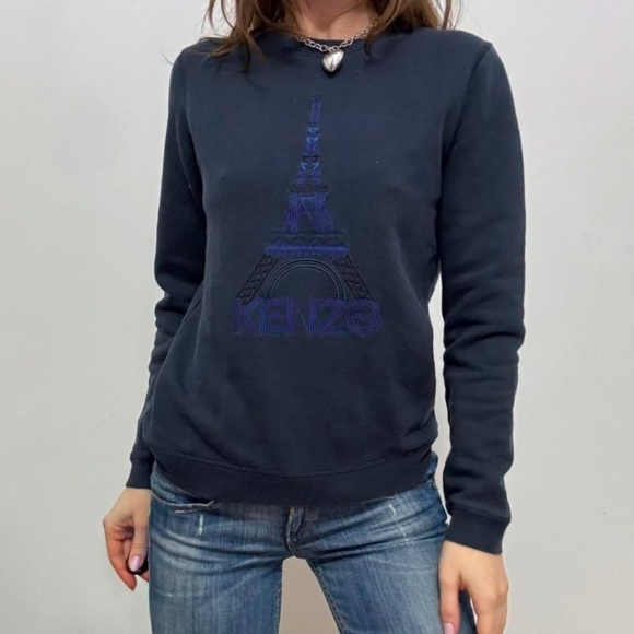 Kenzo embroidered Eiffel Tower logo pullover crewneck sweatshirt 4151 - Picture 1 of 11